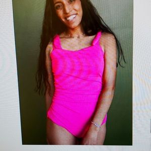 Bright pink one piece swimsuit